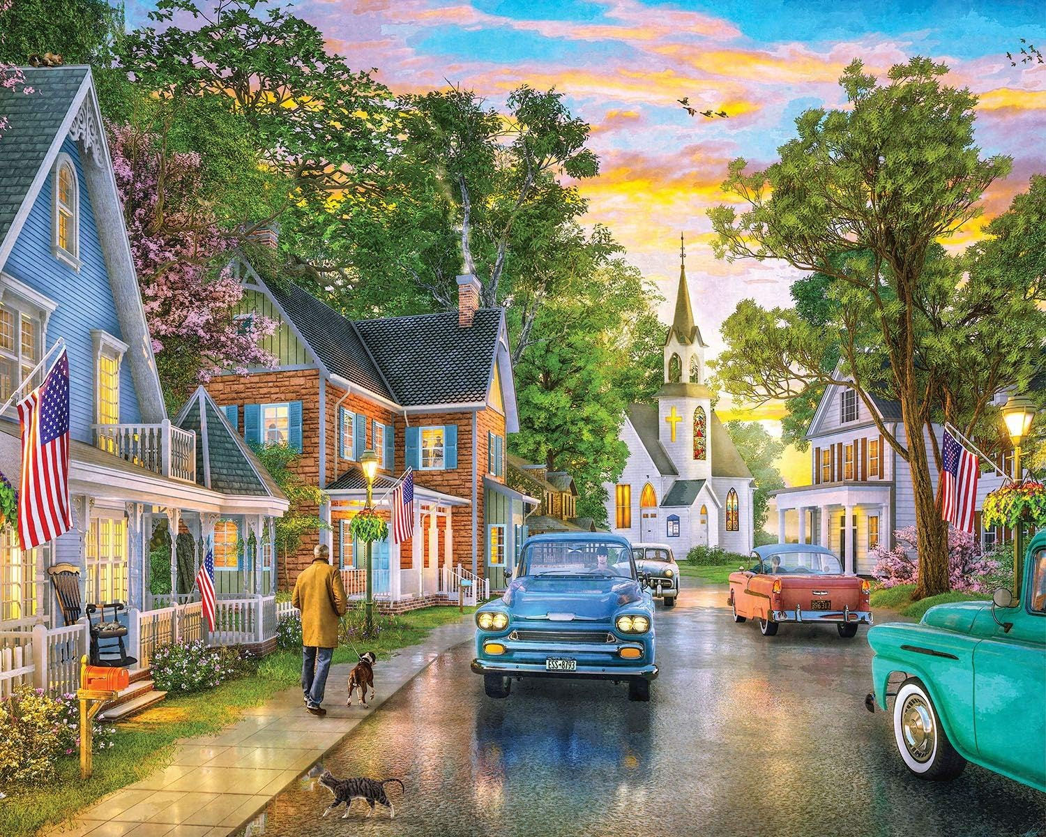 Jigsaw Puzzle Blissful Borough by Springbok 1000 Piece Made in USA Eco Friendly