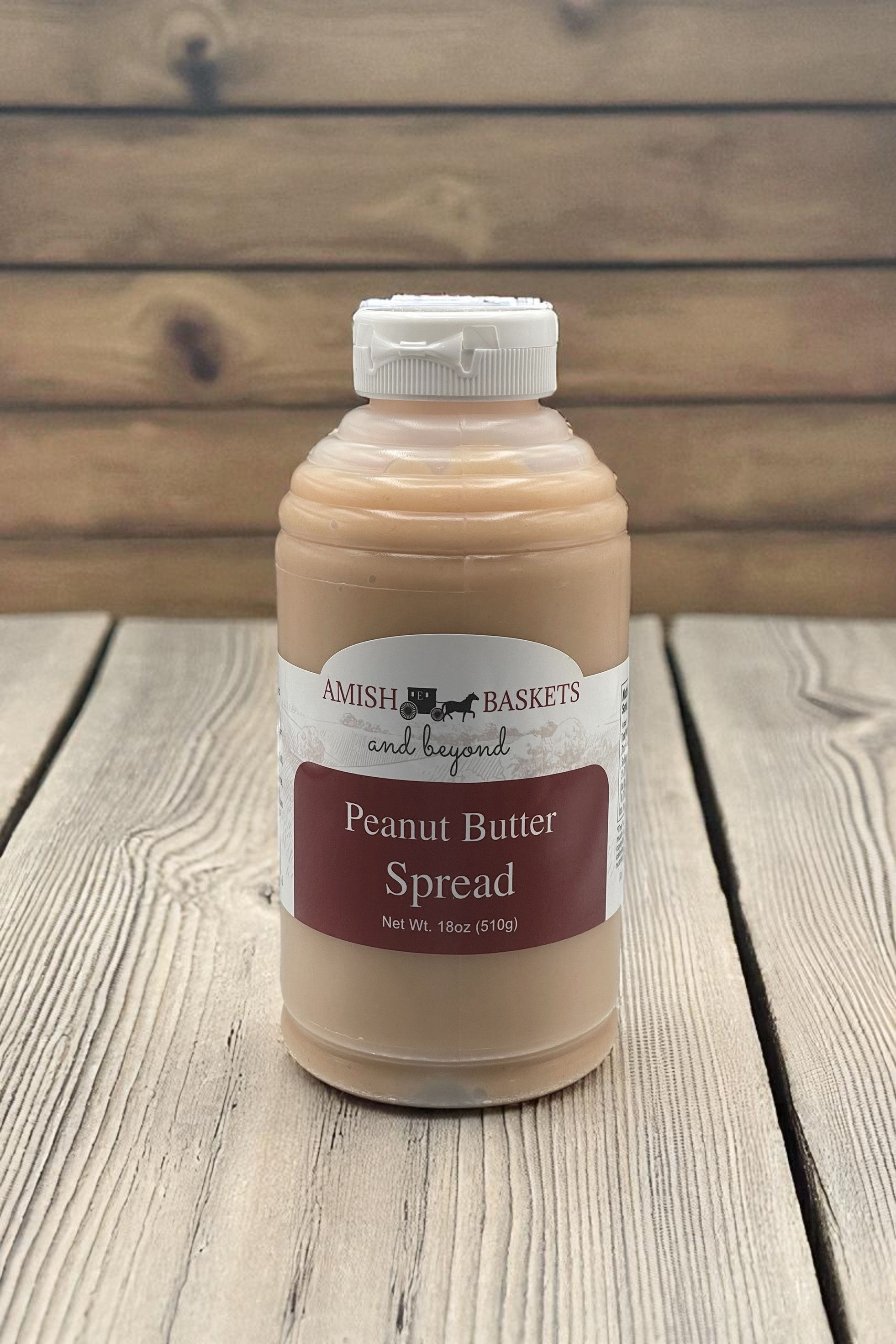 Amish Made Peanut Butter Spread Non GMO All Natural Vegan  16 oz - Flip Top Lid