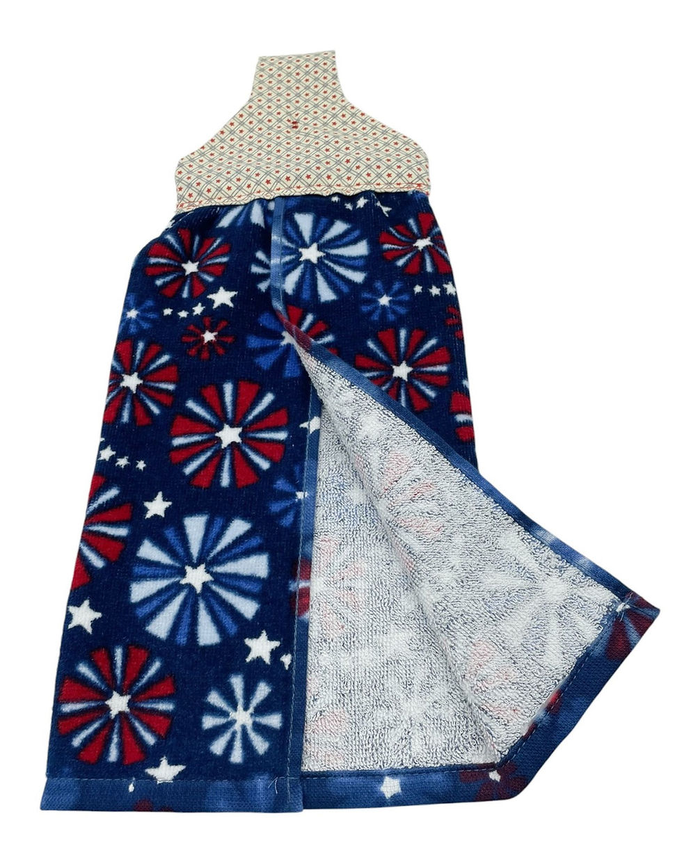 Thumbnail: Patriotic towel wrap with red, white, and blue stars