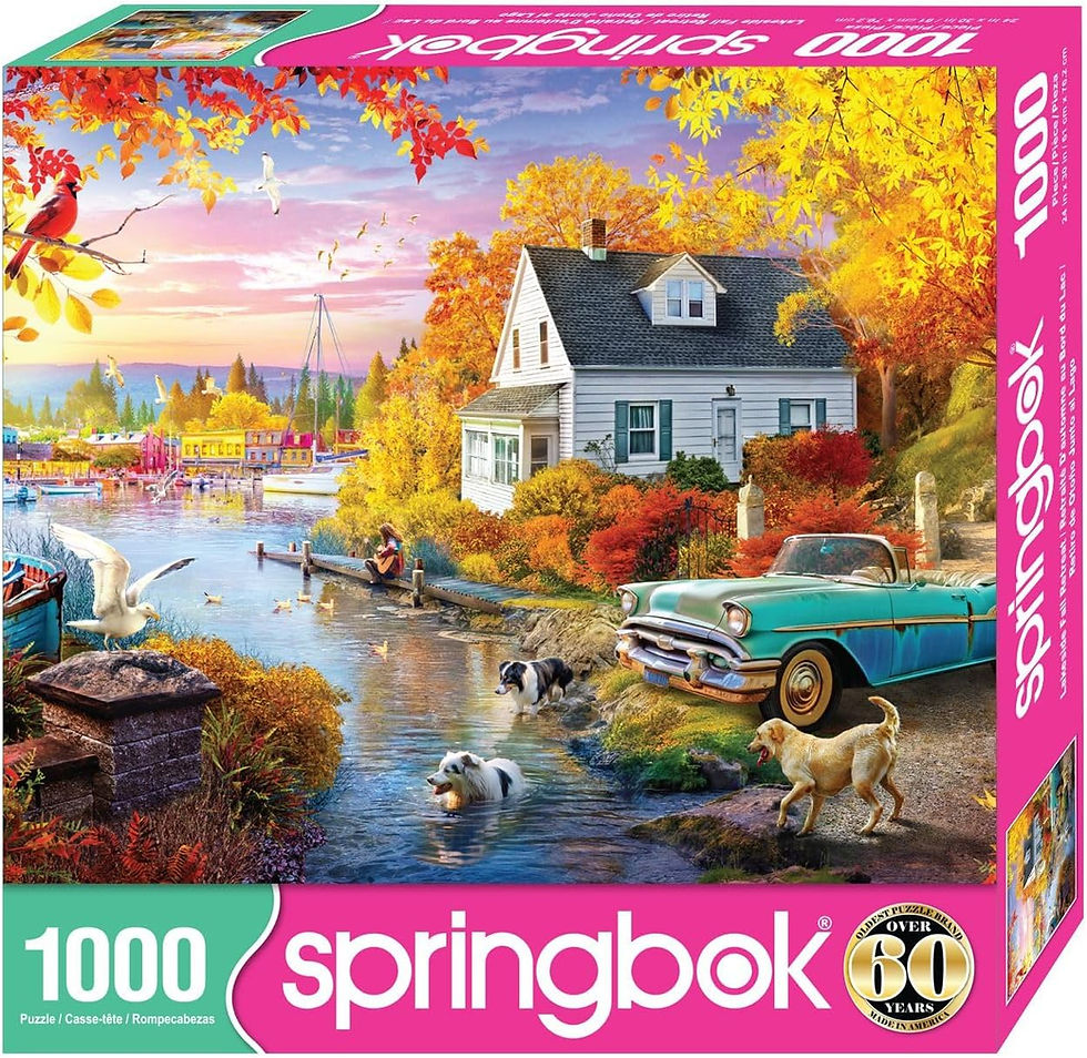 Thumbnail: Springbok 1000 piece jigsaw puzzle box with autumn house scene
