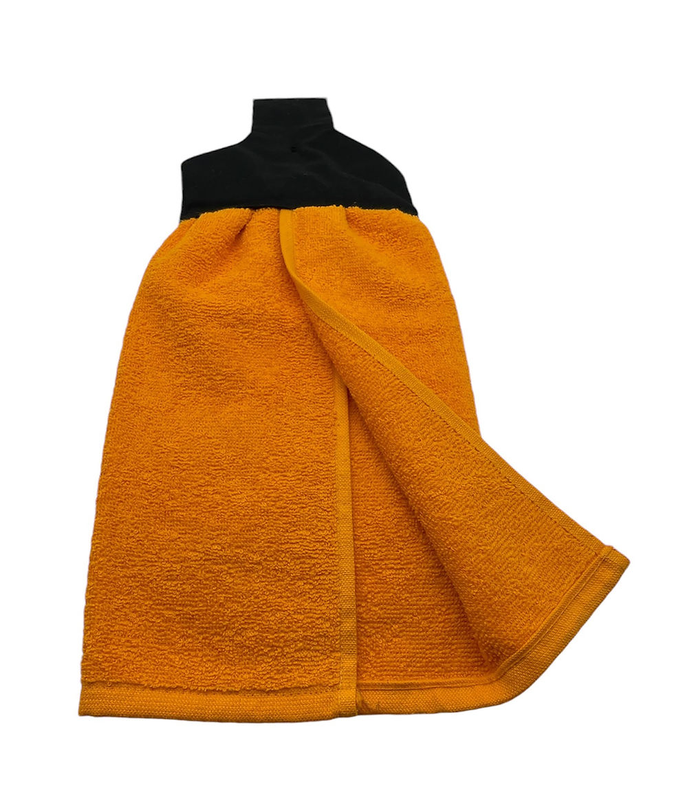 Thumbnail: Orange kitchen towel with black hanging loop