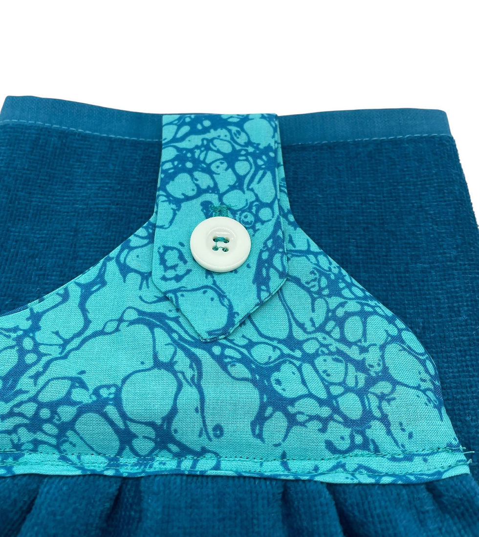 Thumbnail: Teal kitchen towel with button detail