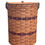 Thumbnail: Amish Round Laundry Hamper Large Size With Lid Solid Oak Bottom Leather Handles