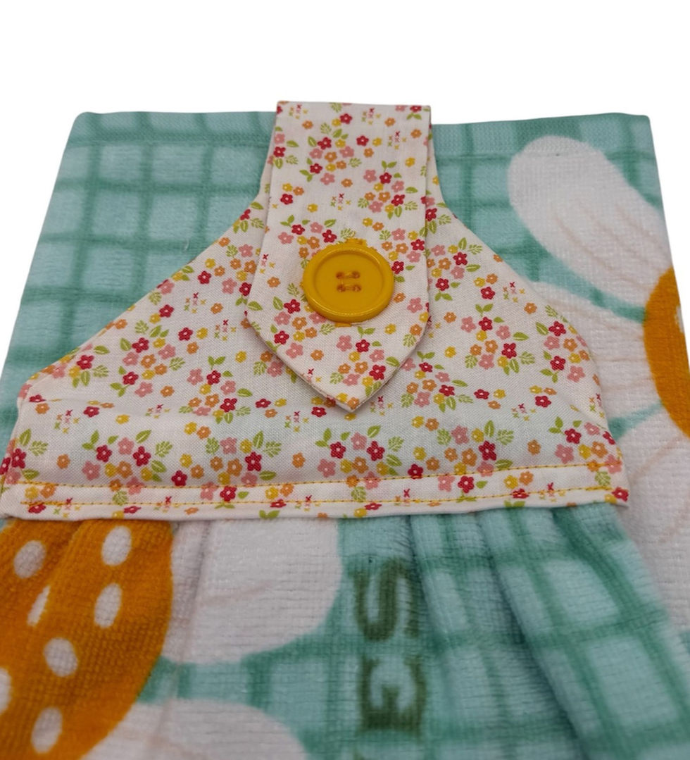 Thumbnail: Summer Dishtowel "All Daisies - No Oopsies" on Aqua Plaid Daisies Terry Towel