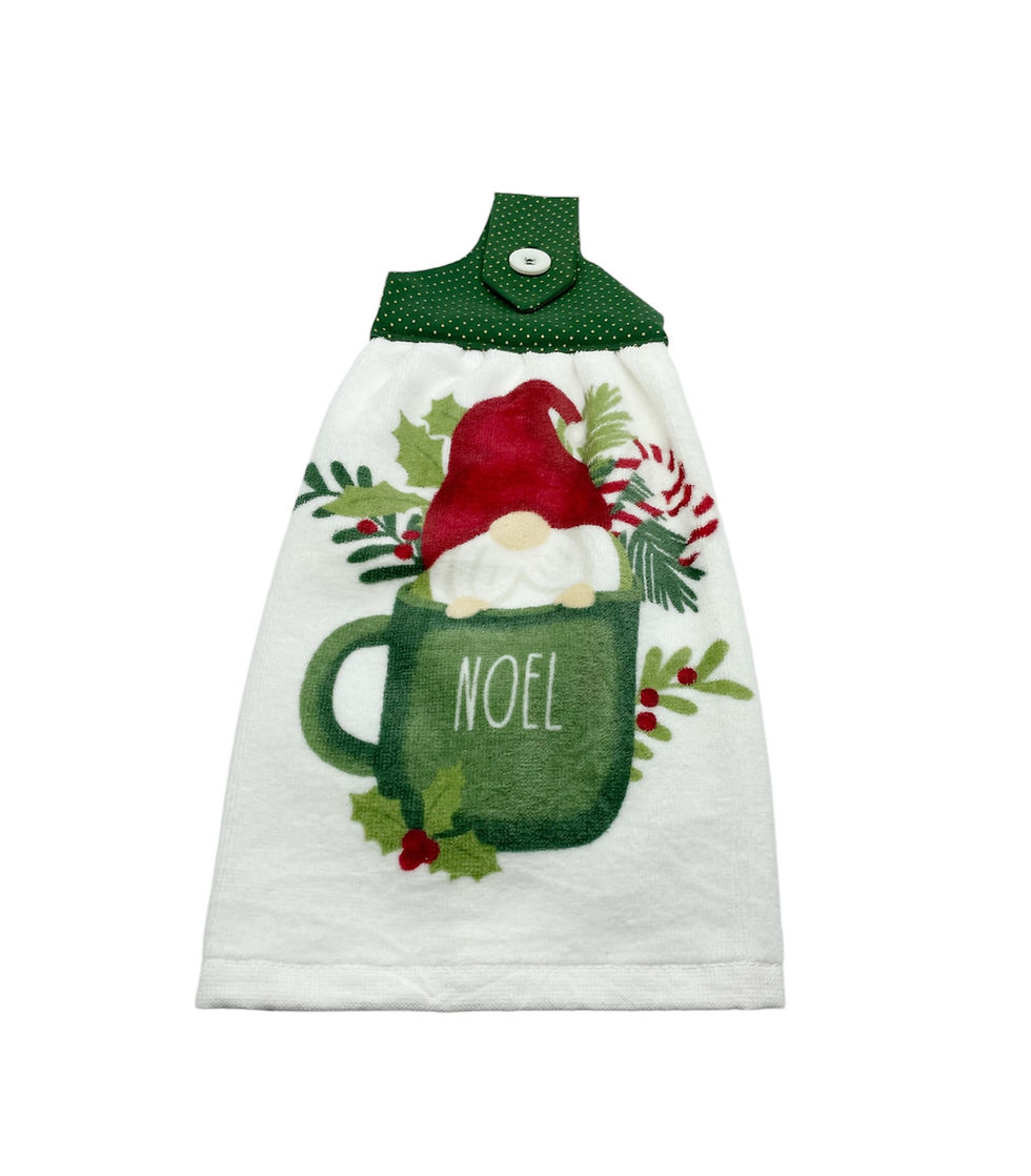 Christmas gnome tea towel with Noel mug design