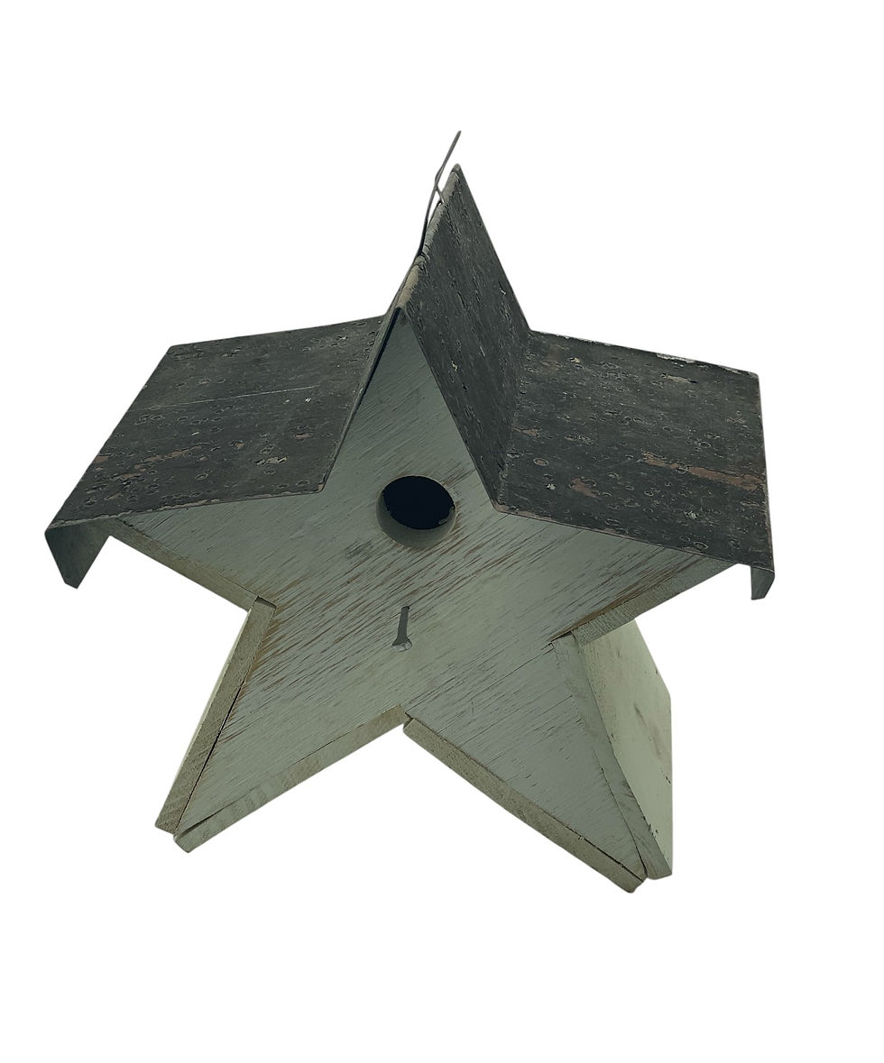 Thumbnail: Star-shaped birdhouse, gray roof
