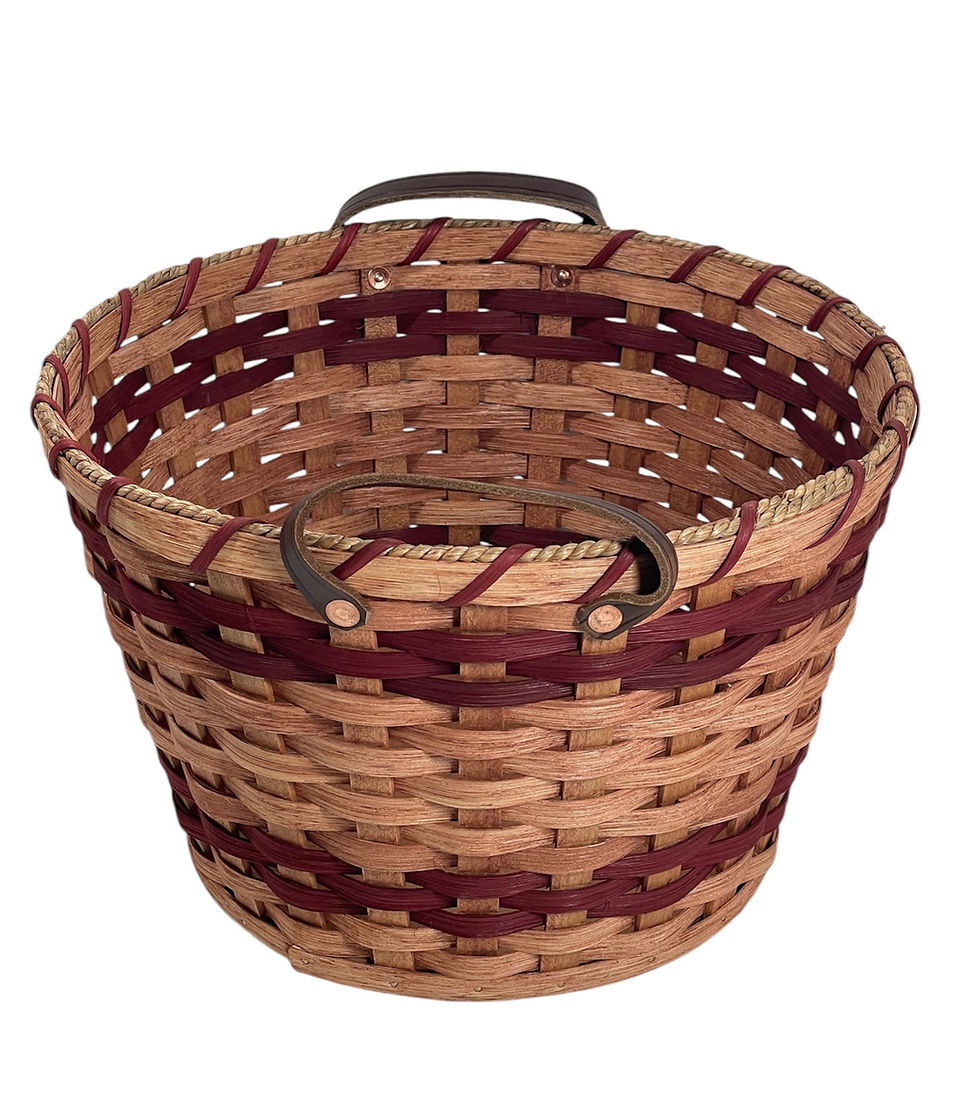 Thumbnail: Amish handcrafted basket with maroon accents