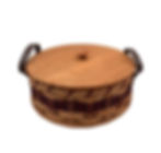 Thumbnail: Two-tone woven basket with wooden lid and dark handles