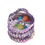 Thumbnail: Infant Crochet Easter Basket Handmade Light Dark Purple Soft Cloth With Handles with white background filled with easter grass and easter eggs