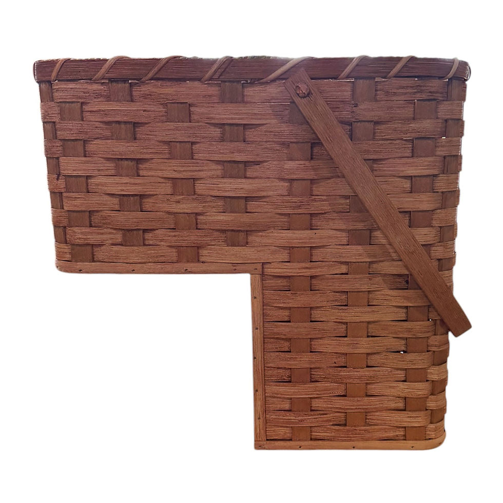 Thumbnail: Amish Handmade Stair Step Basket Narrow (7") Oak Storage With Swinging Handle