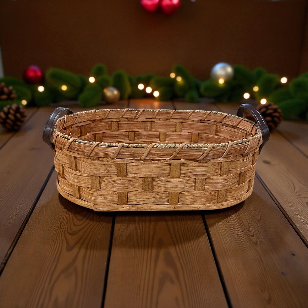 Thumbnail: Oval woven basket with Christmas holiday background