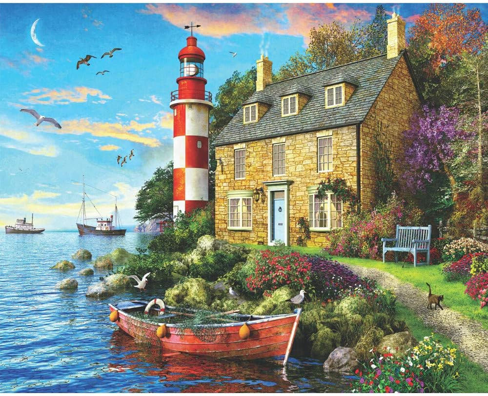 Jigsaw Puzzle The Cottage Lighthouse by Springbok 1000 Piece USA Made