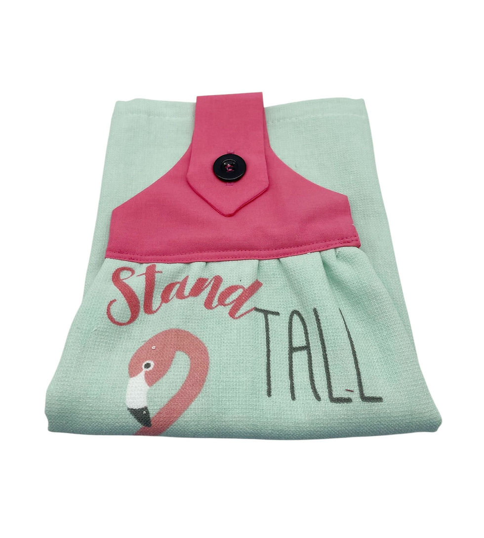 Thumbnail: Stand Tall teal kitchen towel with flamingo