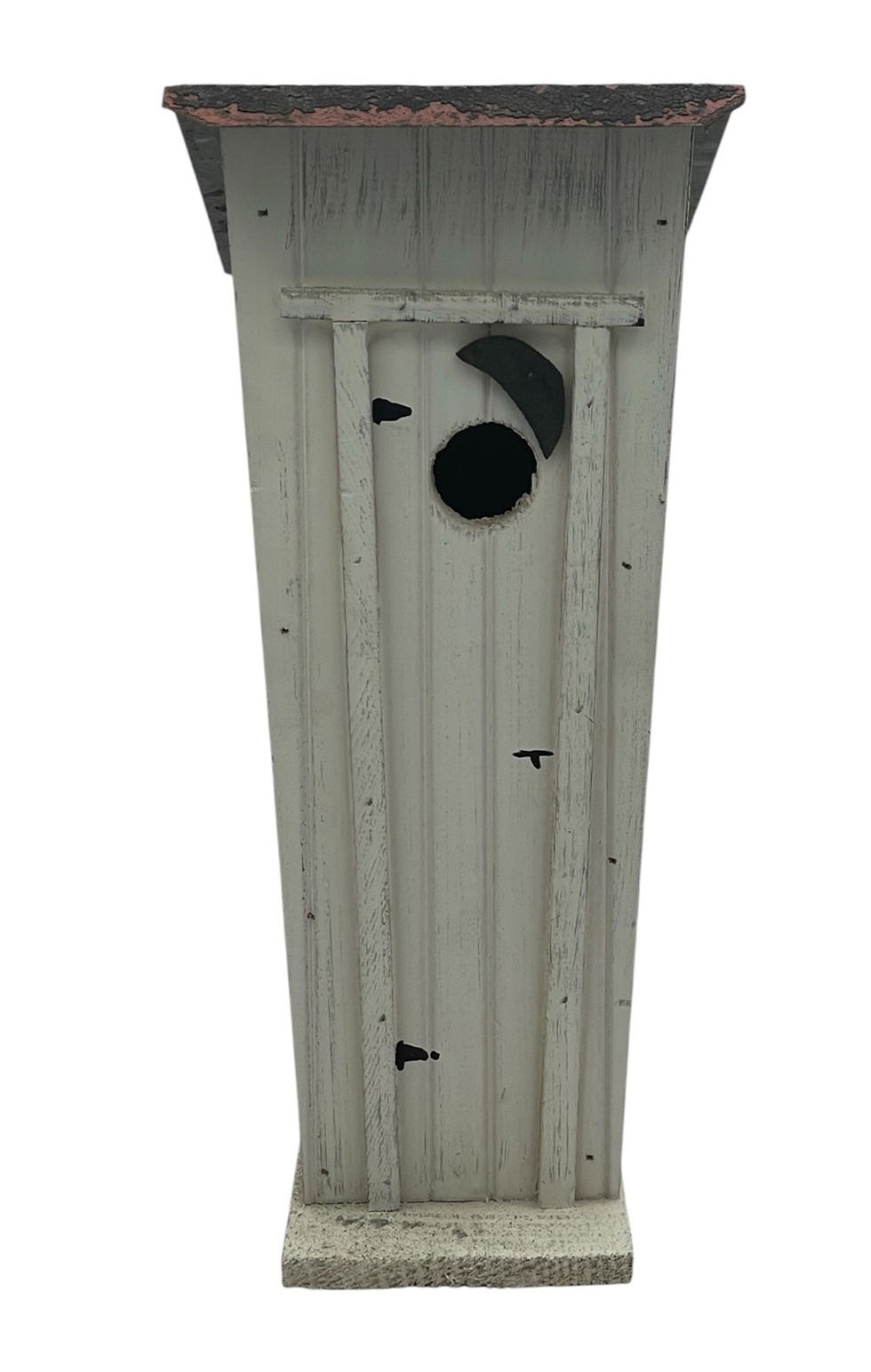 Thumbnail: Amish Made Birdhouse Outhouse Tin Roof Bird House in Antique White Finish