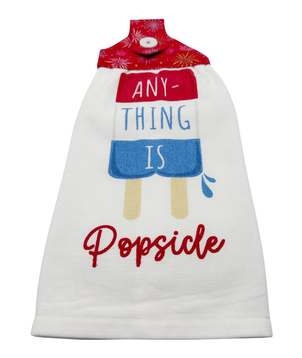 Thumbnail: Americana Dishtowel "Anything is Popsicle" Applique on White Cotton Towel