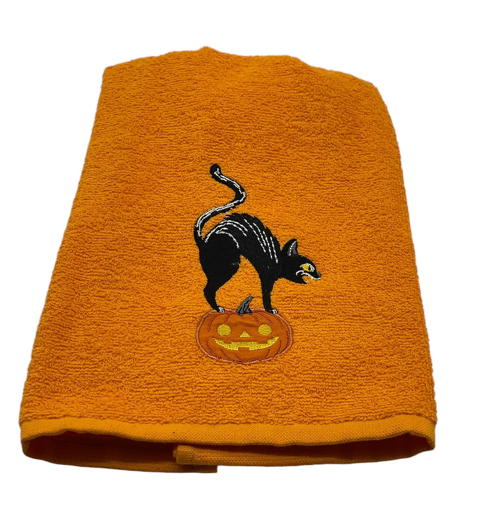 Thumbnail: Black cat Halloween kitchen towel