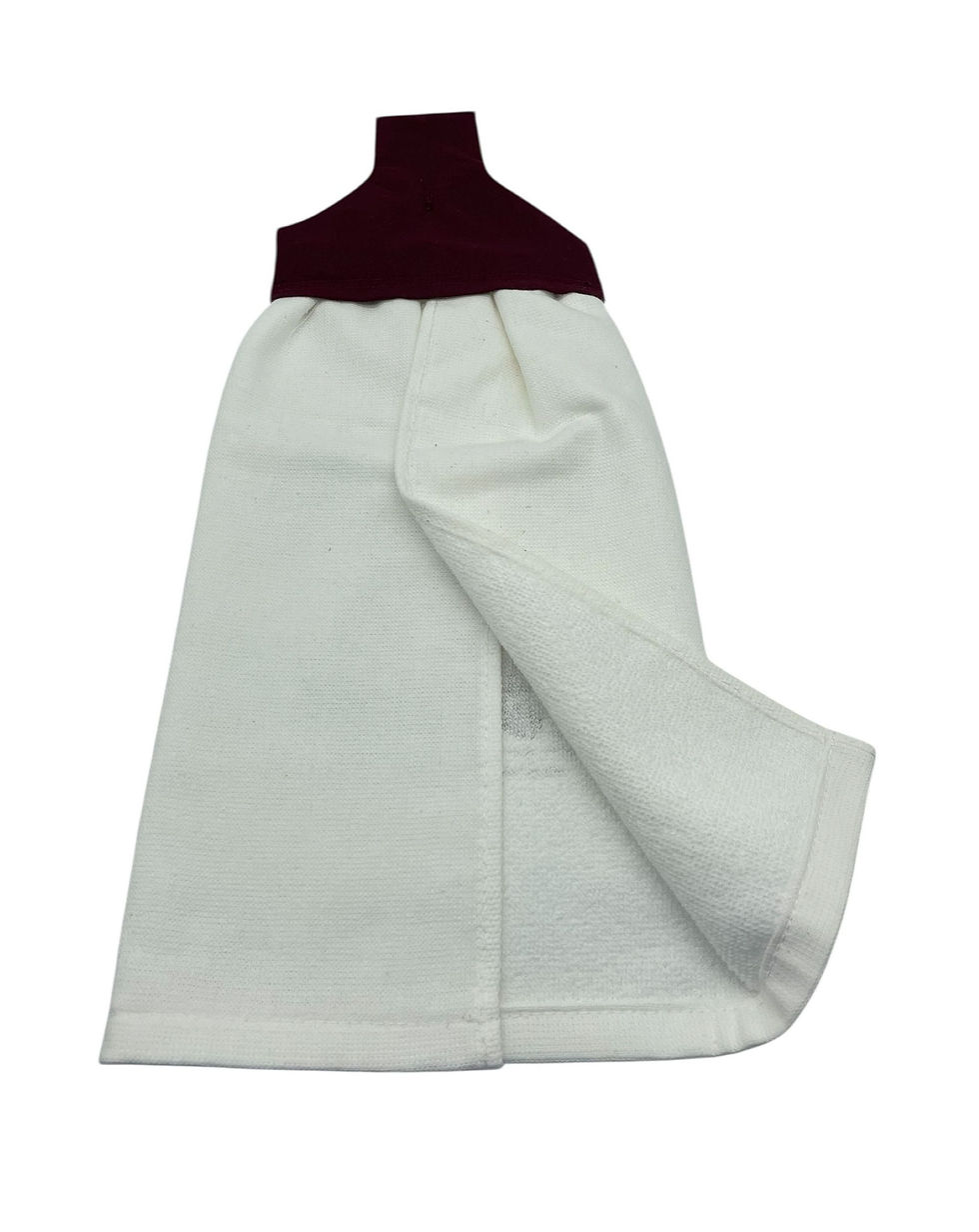 Thumbnail: White cotton dish towel with maroon band
