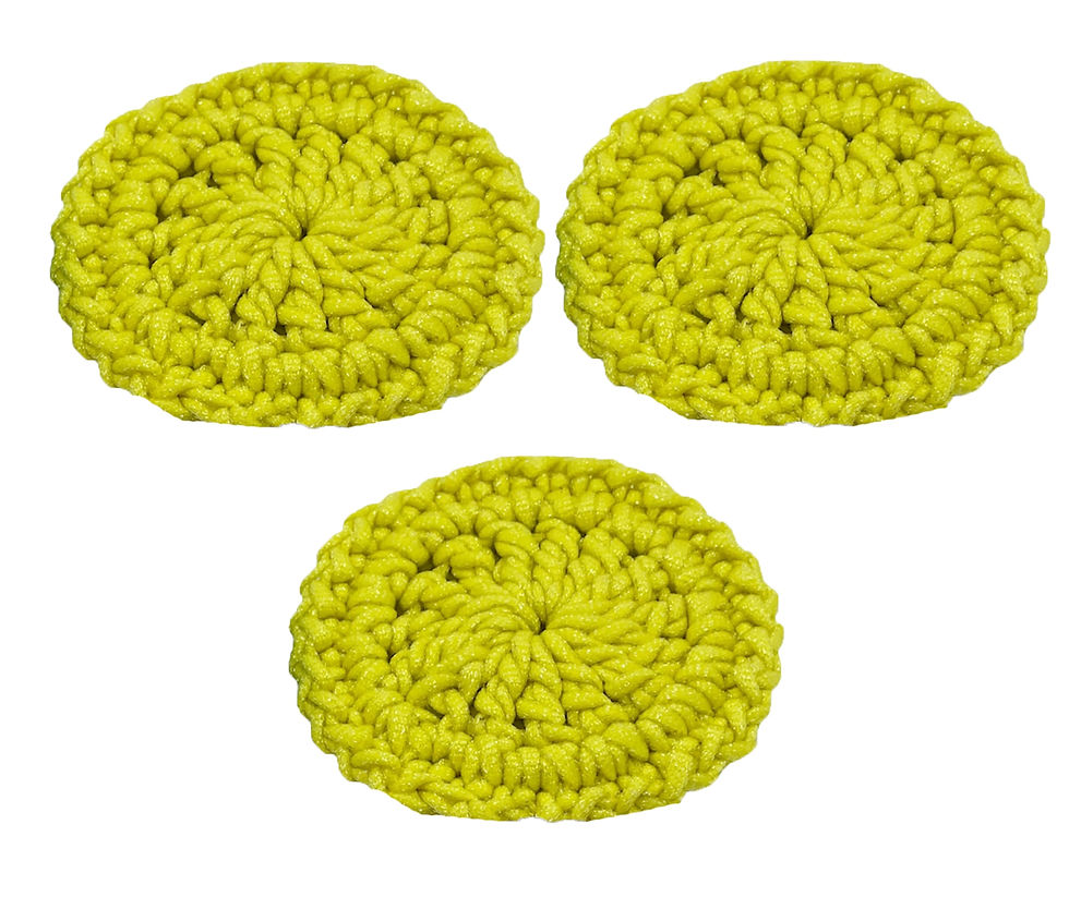 Thumbnail: Three lime green crocheted cotton rounds