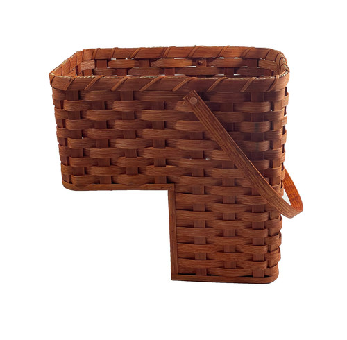 Amish Handmade Stair Step Basket 7 Inch - Oak Storage with Handle