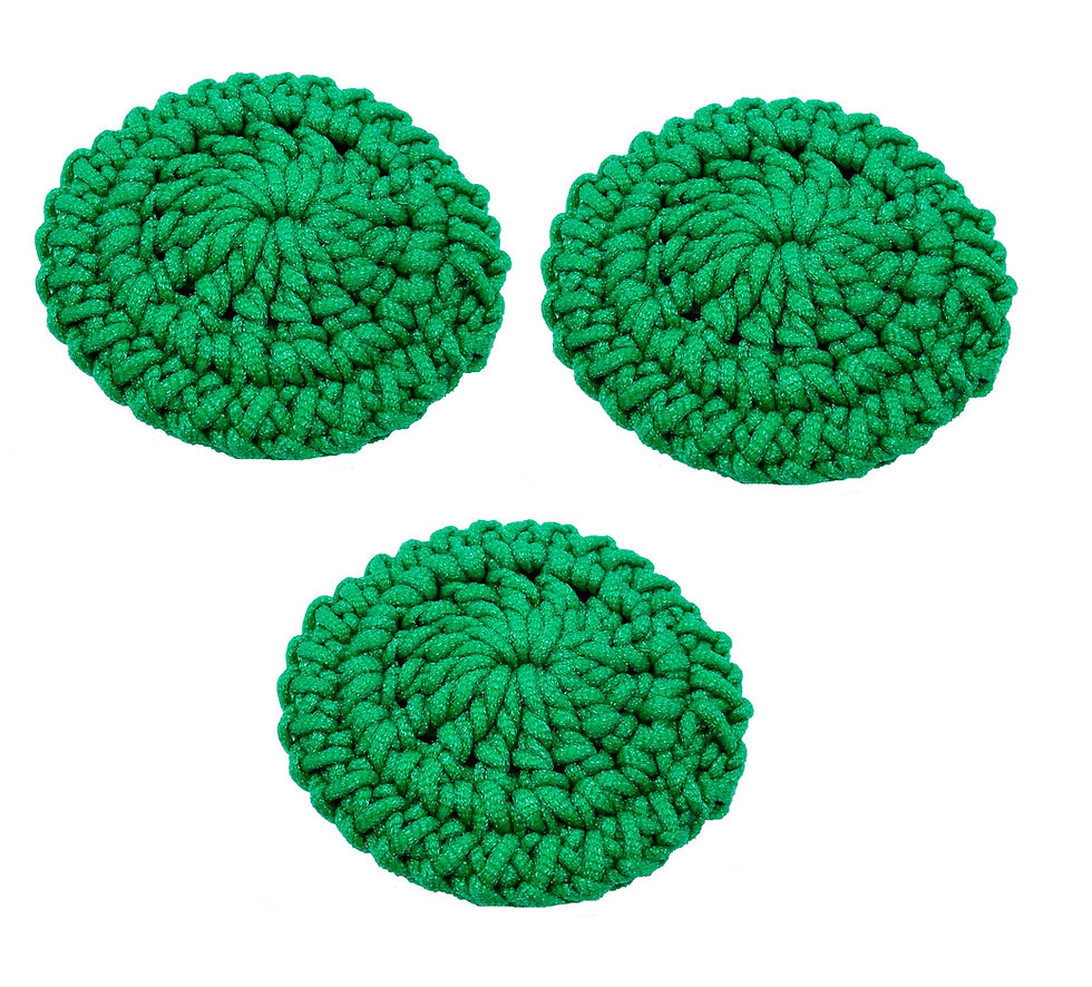 Thumbnail: Three green crocheted coasters