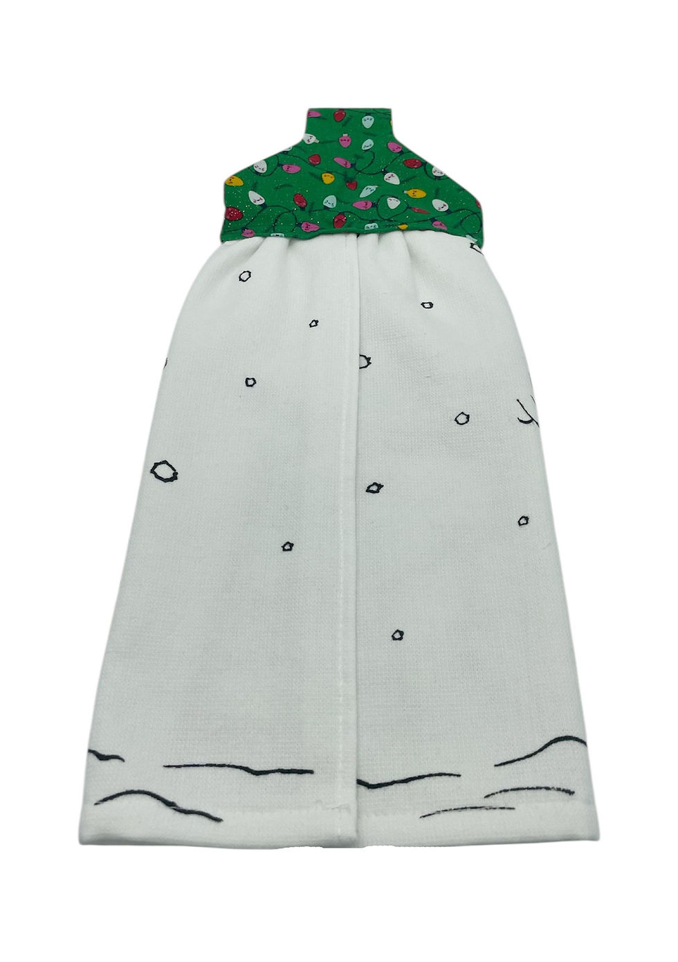 Thumbnail: White patterned dishtowel with green top