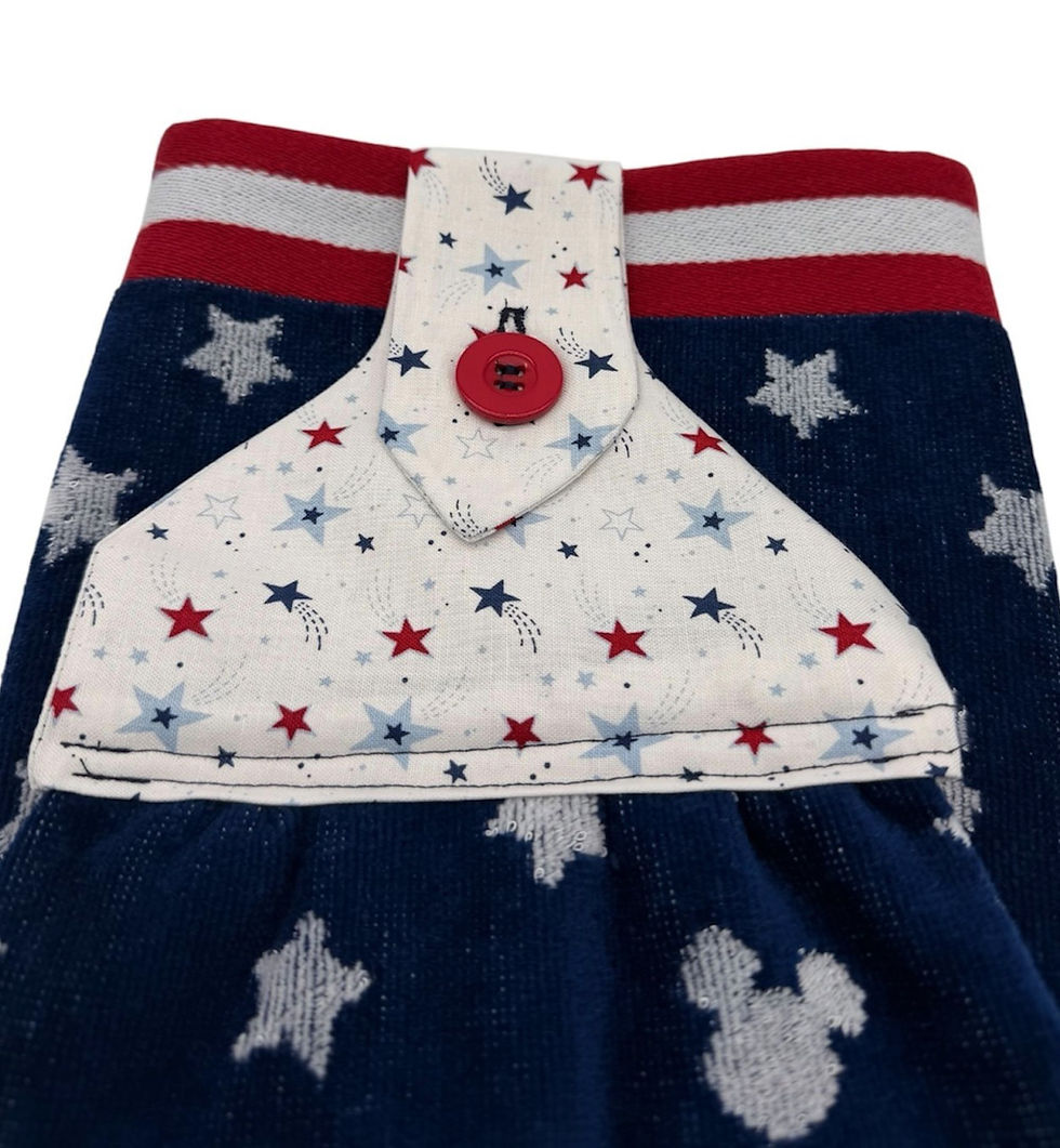 Thumbnail: Americana Dishtowel Mickey Applique on a Dark Blue Terry Towel