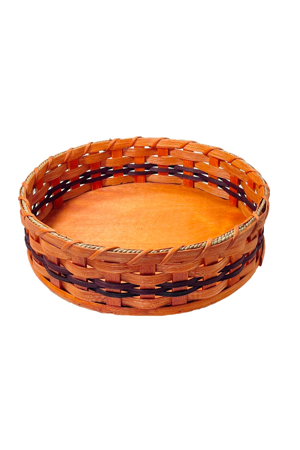 Thumbnail: Round Amish basket with black accents