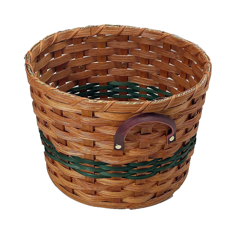 Thumbnail: Amish woven basket with green accents
