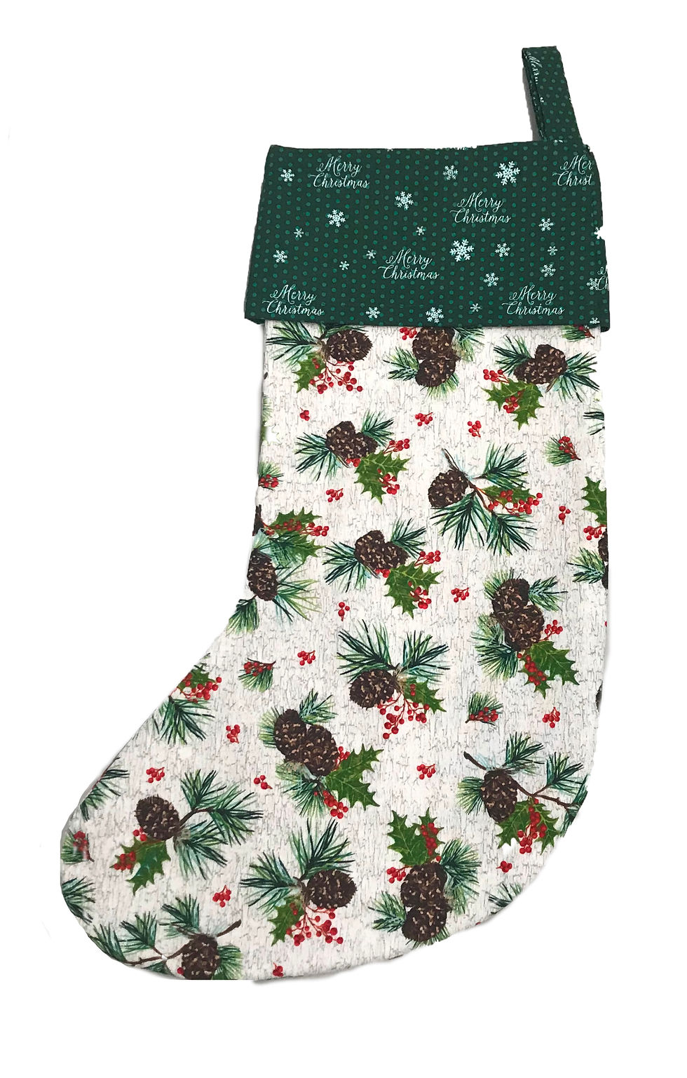 Thumbnail: Handmade Christmas stocking: Pinecone design
