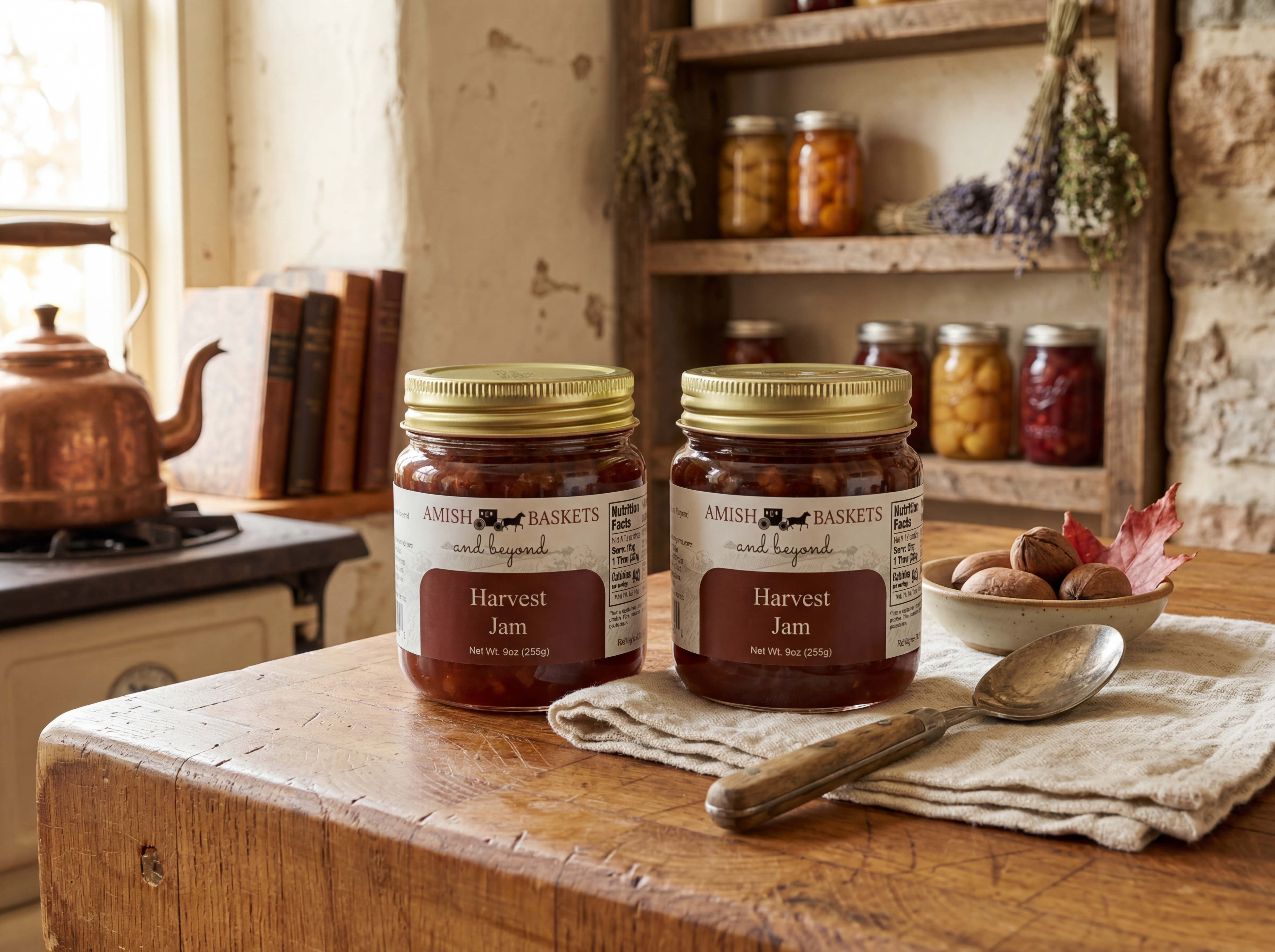 Amish Made Harvest Jam Non GMO Vegan All Natural - 9 oz - 2 Jars