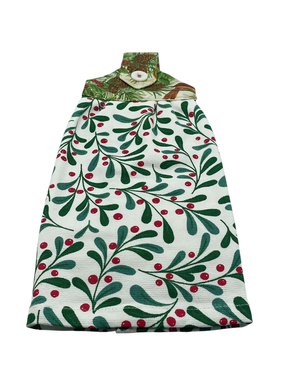 Thumbnail: Hanging dishtowel with holly berry pattern