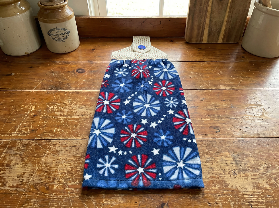 Thumbnail: Patriotic kitchen towel with fireworks design