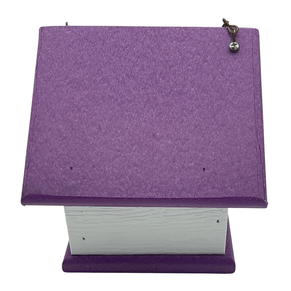 Thumbnail: Amish Handmade Wren or Chickadee Hanging Poly Birdhouse in Purple and White