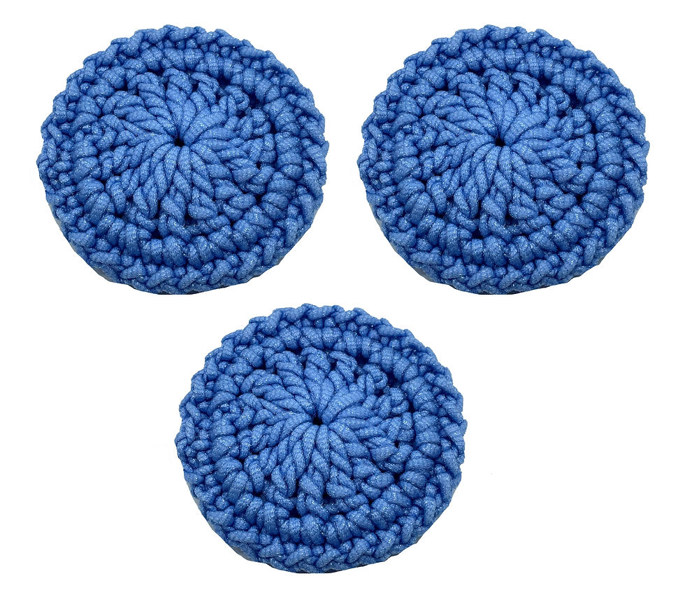Thumbnail: Three crocheted blue buttons