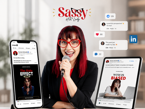 SassyHRLady personal branding case study by Brand You Good showing Gen Z HR LinkedIn video content and mobile post mockups.
