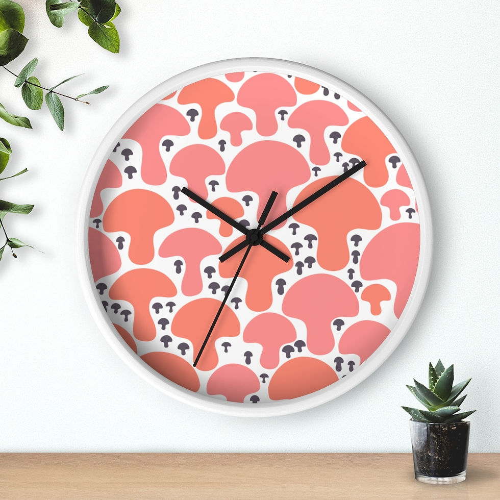 Thumbnail: Vintage Pink Mushroom Pattern Wall clock