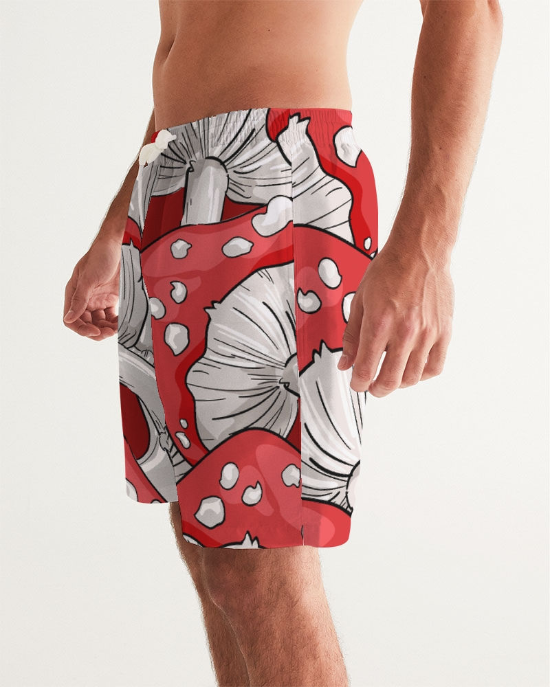 Miniatura: Red Amanita Men's Swim Trunk -  Illustrated Pattern