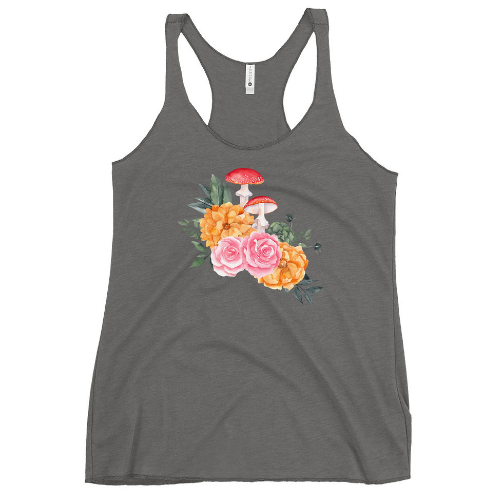 Miniature : Amanita Racerback Tank  - Mushroom Bouquet -  Women's Top