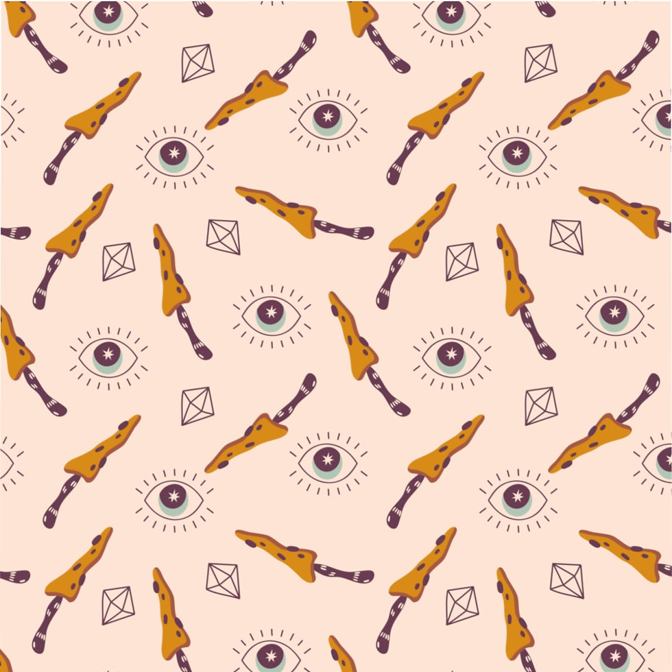 Miniature : Microfiber Duvet Cover - Peach Evil Eye & Mushrooms