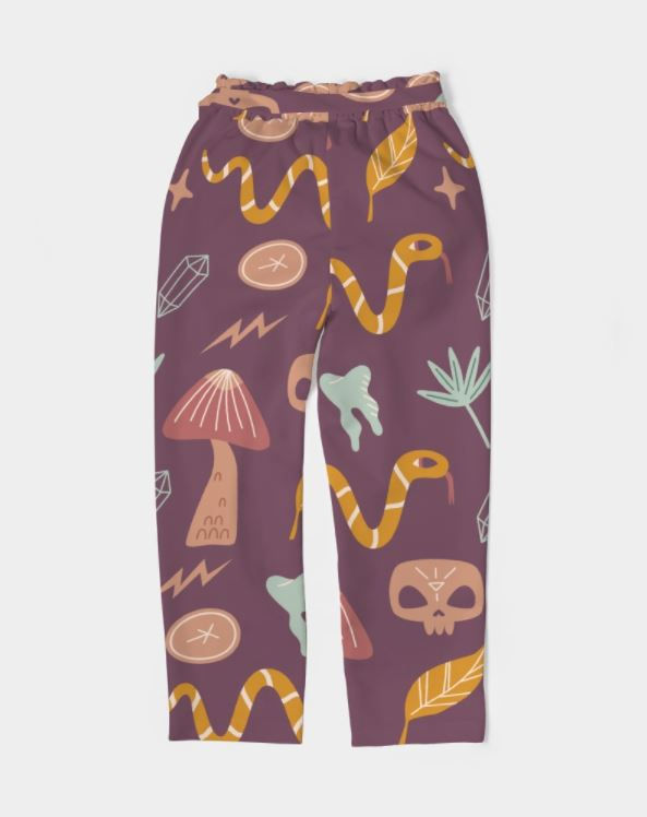 Thumbnail: Belted Tapered Pants - Witchy Illustrated Pattern - Women's