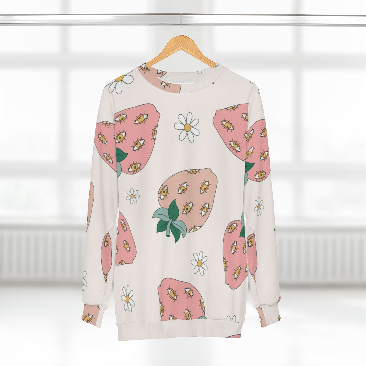 Unisex Sweatshirt - Evil Eye Strawberries - Crew Neck - Trippy Cute