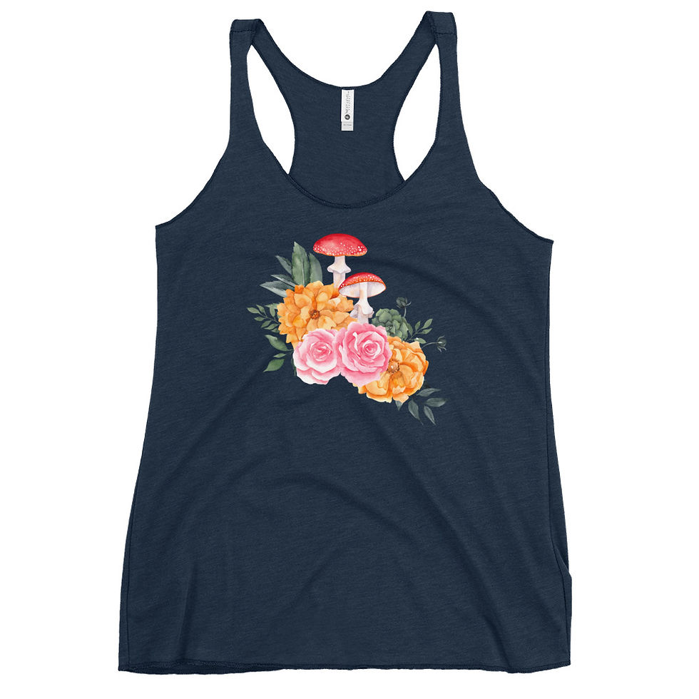 Miniature : Amanita Racerback Tank  - Mushroom Bouquet -  Women's Top