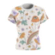 Womens Fitted Tee Shirt - Trippy Rainbows and Mushrooms - Vintage Stoner 