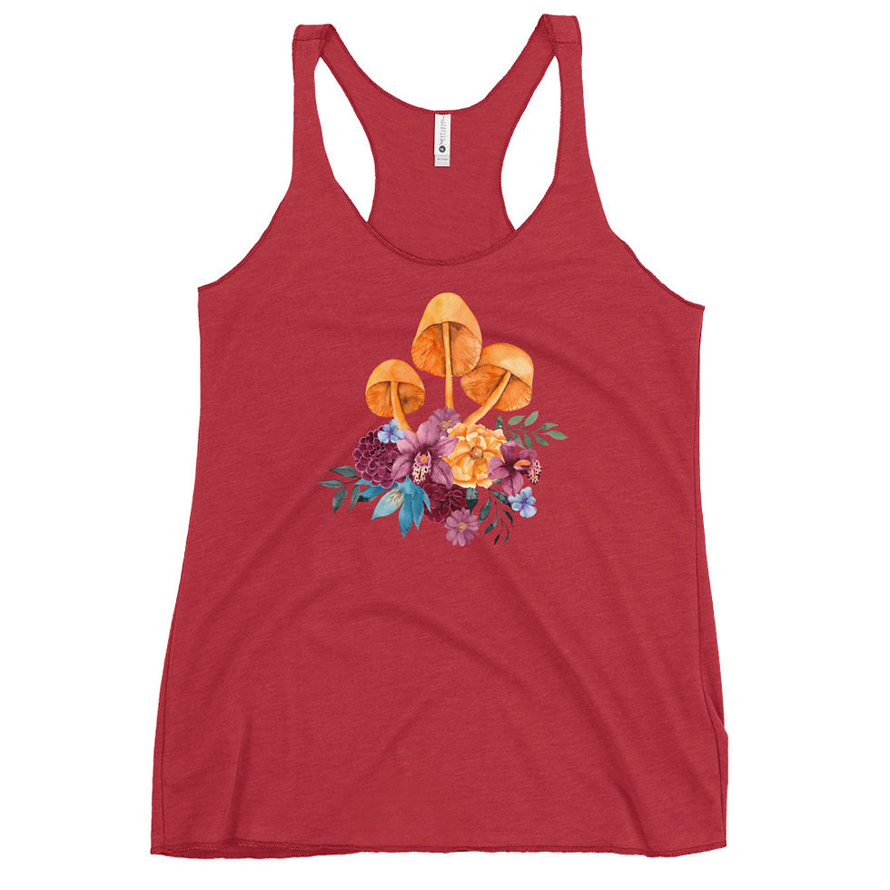 Thumbnail: Racerback Tank Top, Orange Mushroom Bouquet, Women's