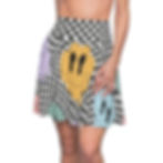 Miniature : Women's Skater Skirt - Y2k - EDM Raver Pattern - Trippy Melting Faces - 90s