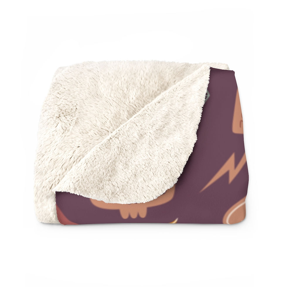 Thumbnail: Sherpa Fleece Blanket - Witchy Mushroom, Snakes & Skulls Print