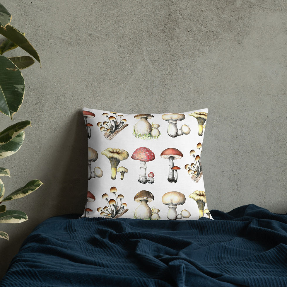 Miniature : Vintage Mushroom Collage - Mycology Print Throw Pillow