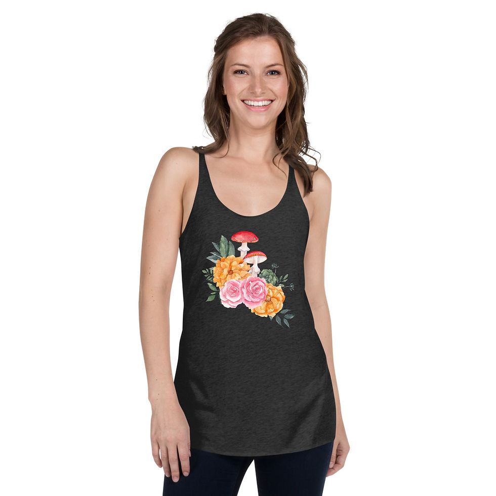 Miniature : Amanita Racerback Tank  - Mushroom Bouquet -  Women's Top