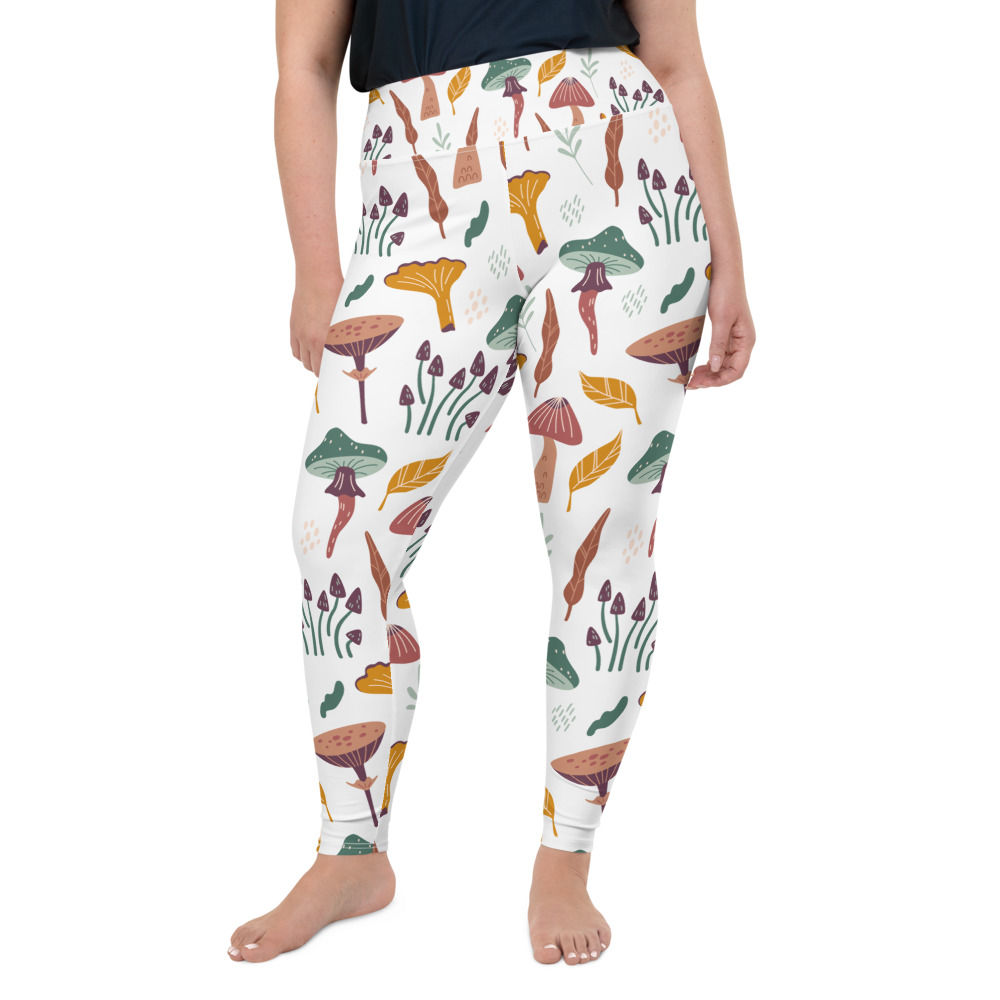 Plus Size Leggings - Mushroom Illustration - Women's