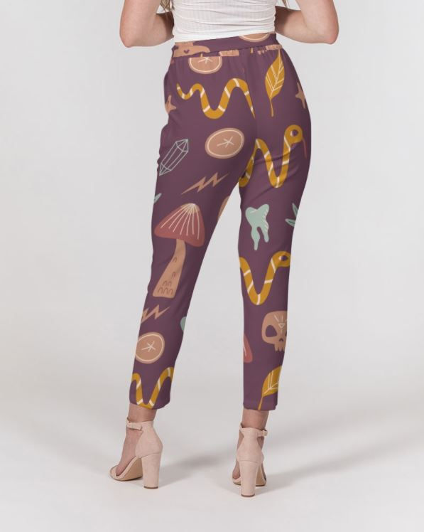 Thumbnail: Belted Tapered Pants - Witchy Illustrated Pattern - Women's